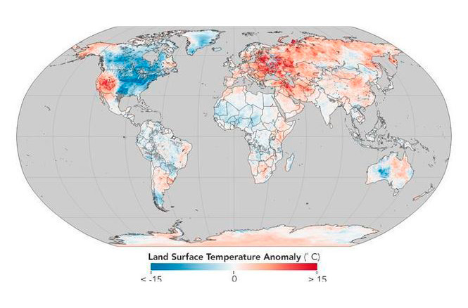 NASA опубликовало карту температурных отклонений планеты (1)