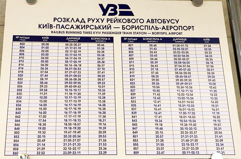 Укрзалізниця показала официальное расписание экспресса Киев-Борисполь